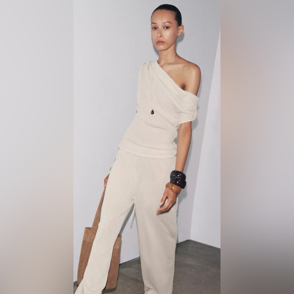 Zara Cream Cut Knit Pants